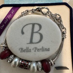Bella Perlina silver tone slide charm bracelet